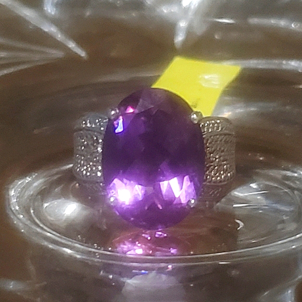 NEW Sterling Silver Purple Blue Color Changing  QVC Ring With Tag Sz 7 9g